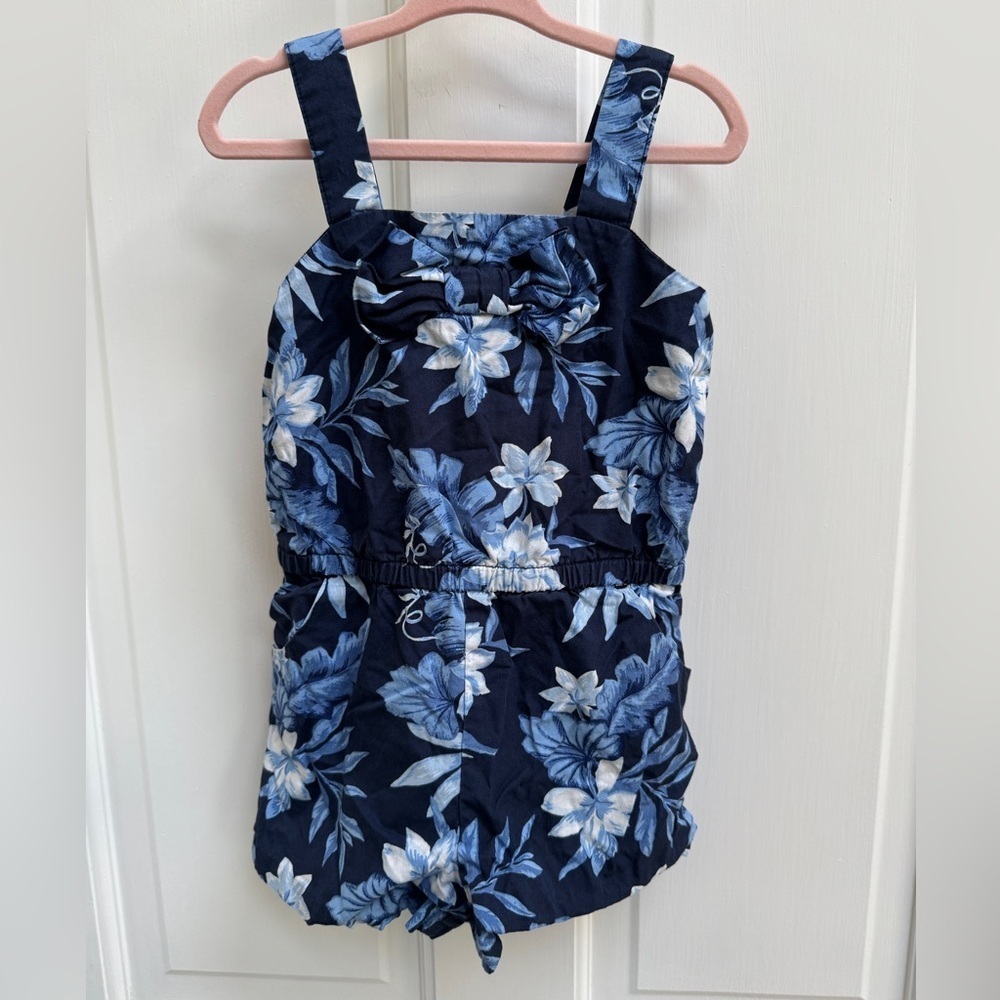 Janie and Jack 2T Girls Blue Floral Summer Tropical Romper
